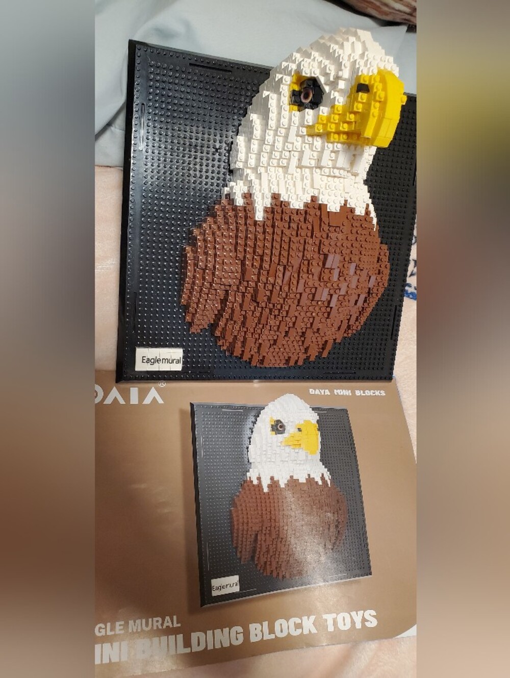 Eagle Wall Mural Mini Building Block Kit - White, Brown, Yellow